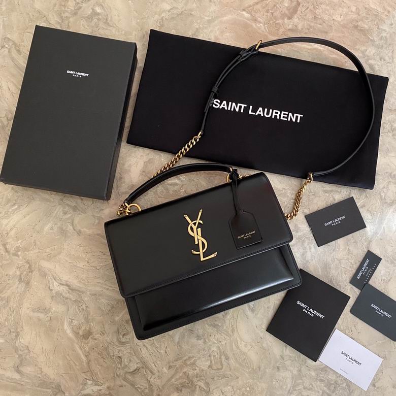 Saint Laurent Sunset Medium Top-Handle Crossbody in Black Smooth Leather