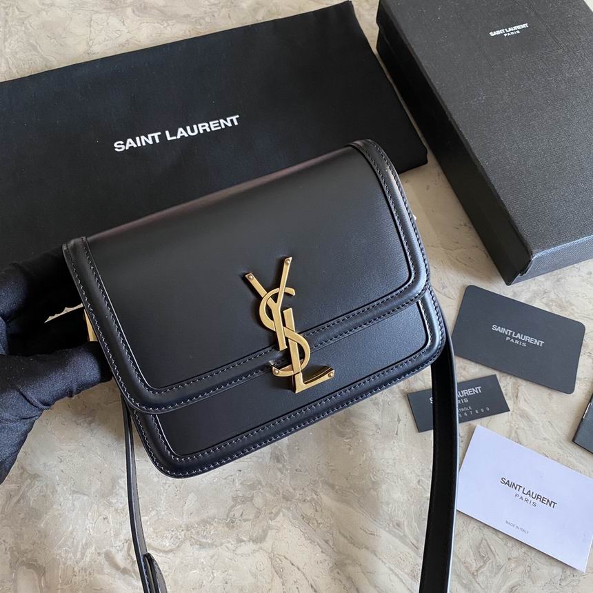 Saint Laurent Solferino Small Crossbody Bag in Black Leather with Gold YSL