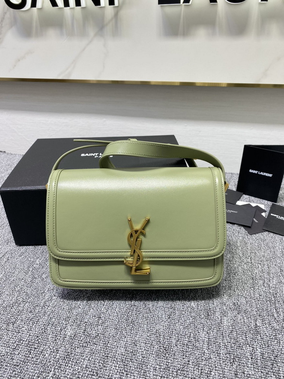 Saint Laurent Solferino Medium Satchel in Sage Green Smooth Leather