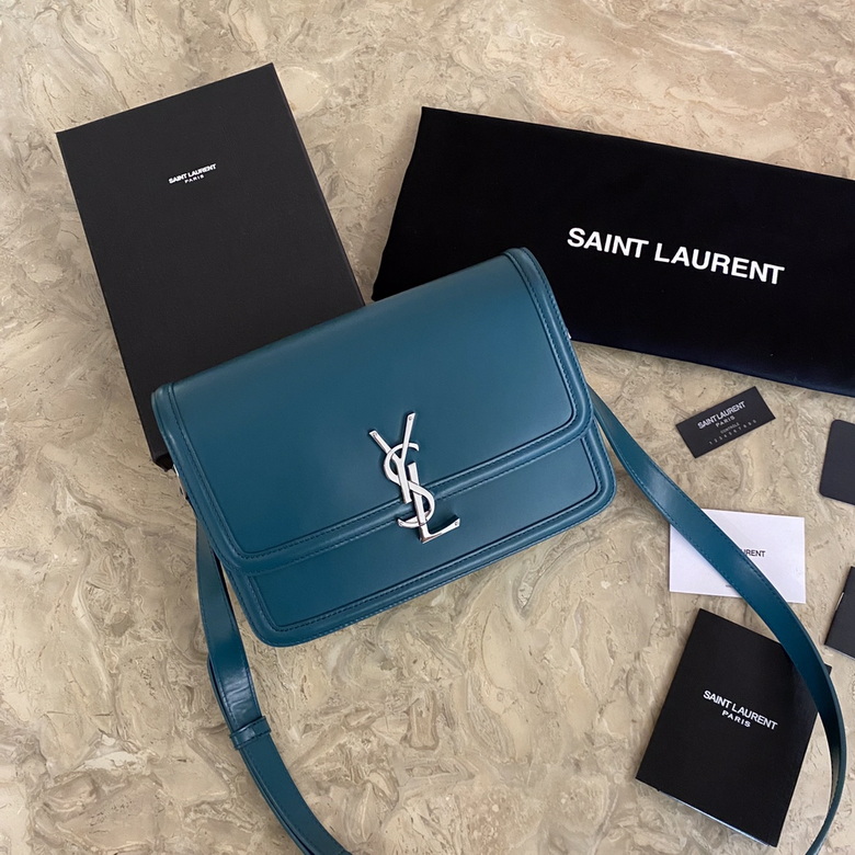 Saint Laurent Solferino Medium Crossbody Bag in Teal Leather