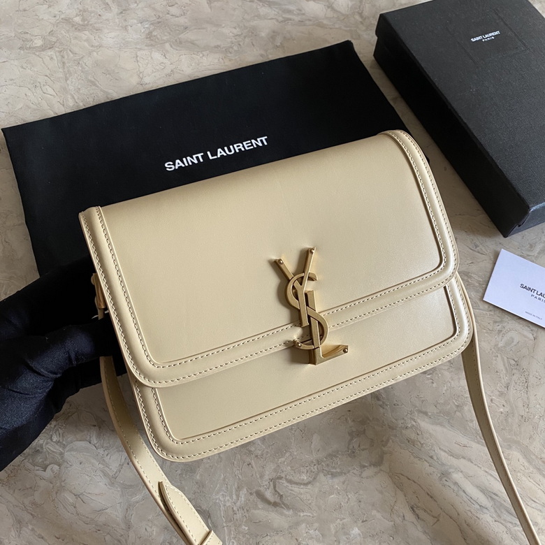 Saint Laurent Solferino Medium Crossbody Bag in Cream Smooth Leather