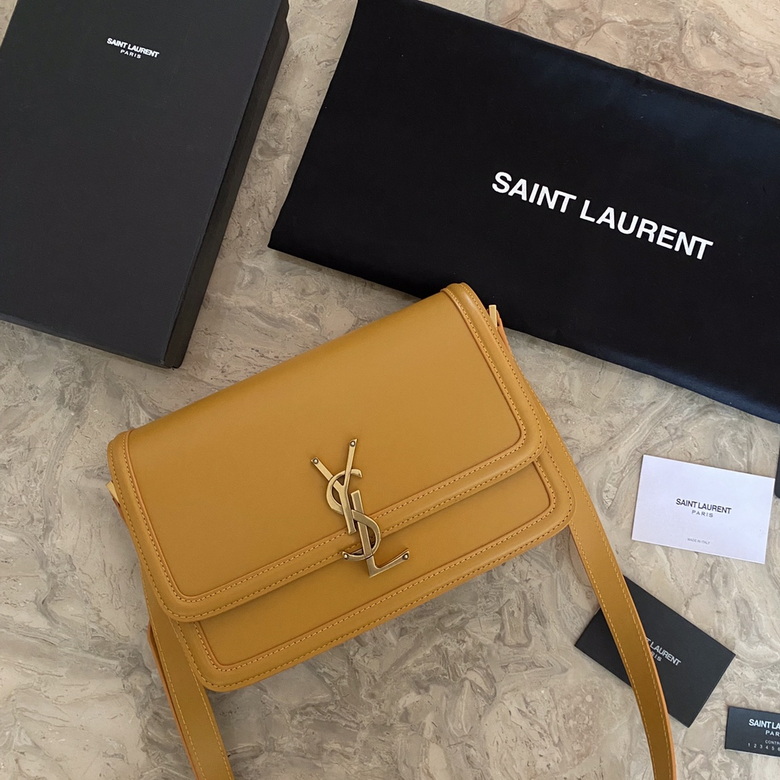 Saint Laurent Solferino Medium Shoulder Bag in Mustard Yellow Leather