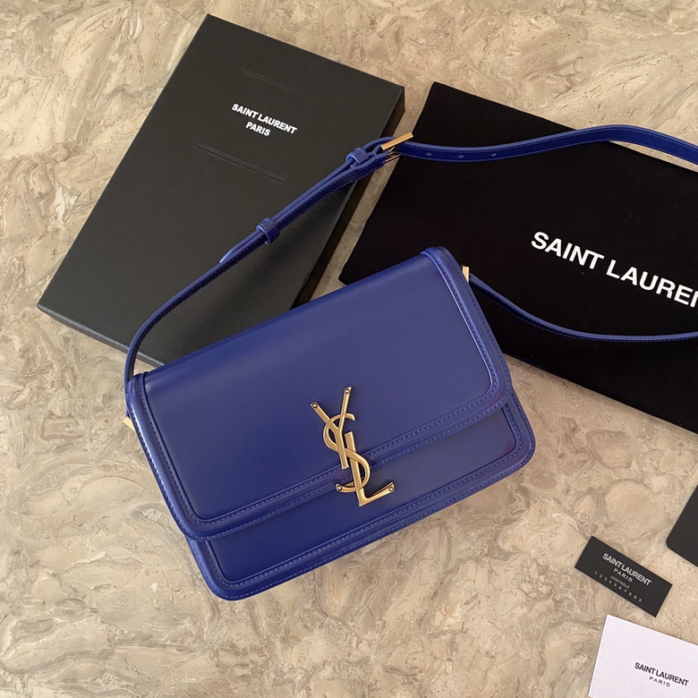 Saint Laurent Solferino Medium Shoulder Bag in Cobalt Blue Leather