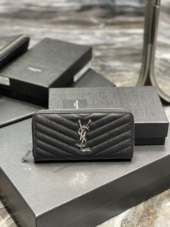 Saint Laurent Monogram Zip-Around Wallet in Black Matelassé Grain Leather
