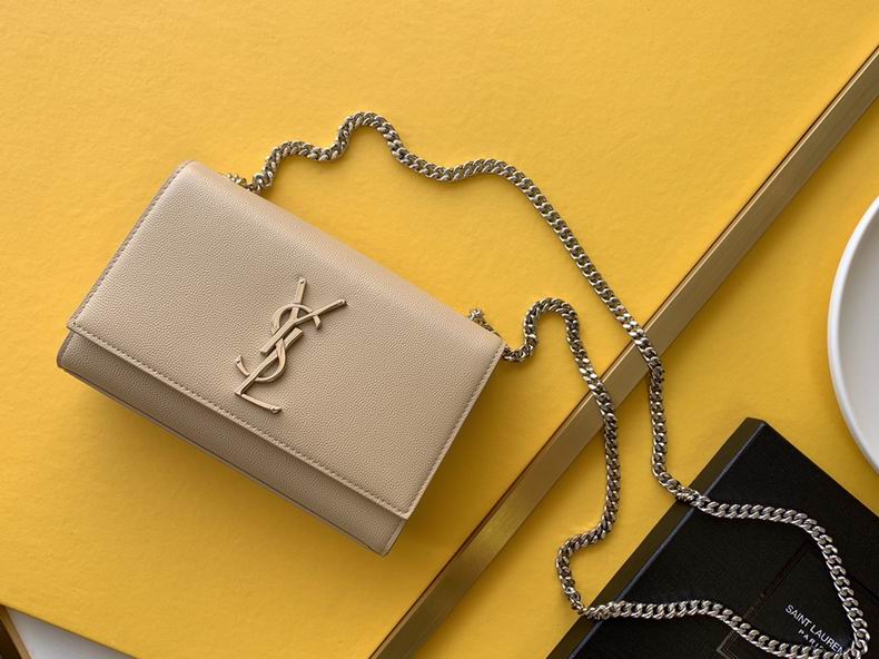 Saint Laurent Kate Small Chain Bag in Beige Grain de Poudre Leather
