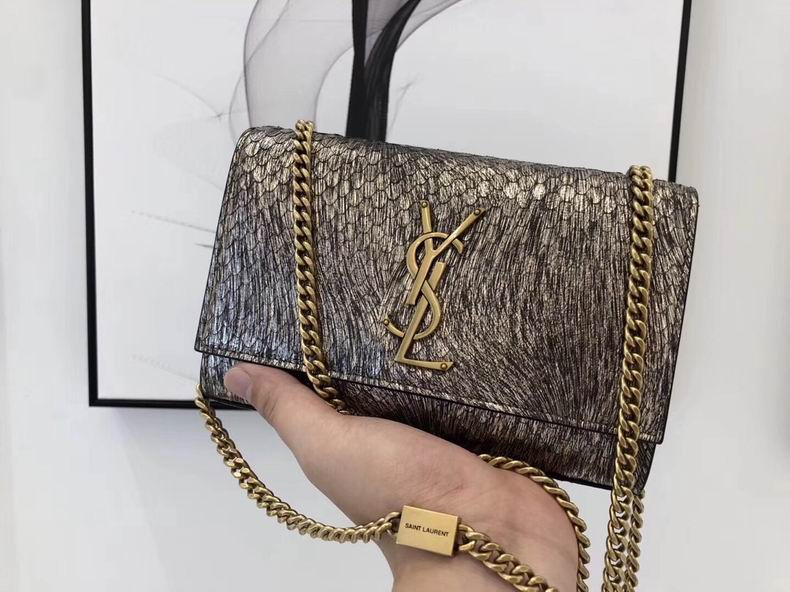 Saint Laurent Kate Small Chain Bag in Metallic Bronze Embossed Leather