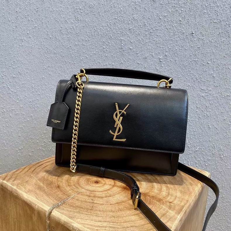 Saint Laurent Sunset Medium Top-Handle Crossbody Bag in Black Leather