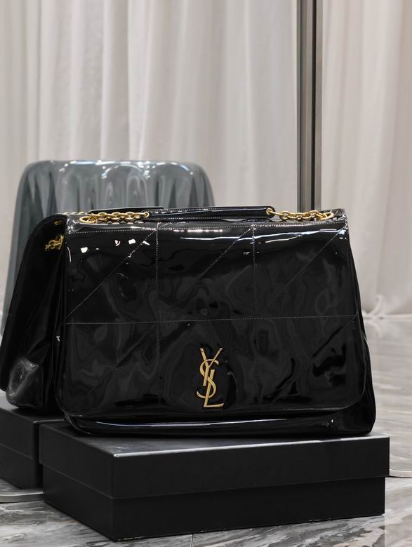 Saint Laurent Jamie Maxi Shoulder Bag in Black Patent Leather