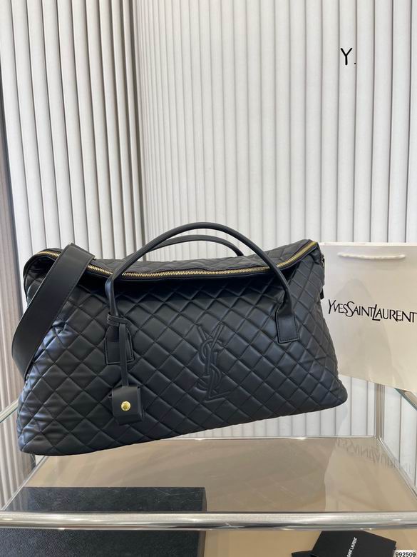 Saint Laurent ES Giant Travel Duffle Bag in Black Quilted Leather