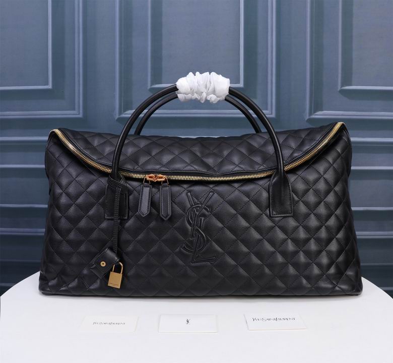 Saint Laurent ES Giant Travel Duffle Bag in Black Quilted Leather