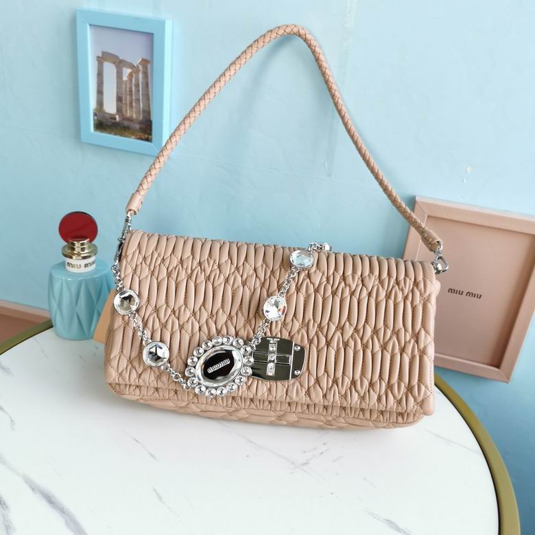 Miu Miu Crystal Cloqué Shoulder Bag in Powder Pink Nappa Leather