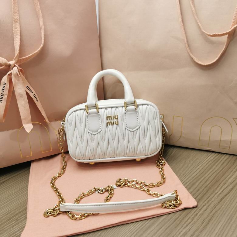 Miu Miu Arcadie Mini Top-Handle Bag in White Matelassé Nappa Leather
