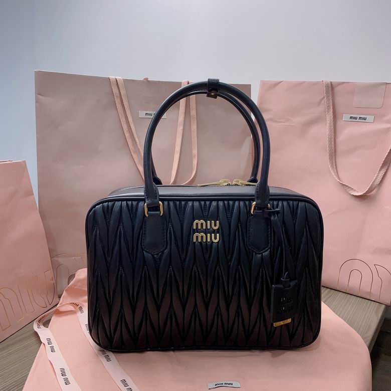 Miu Miu Matelassé Top-Handle Bag in Black Quilted Nappa Leather