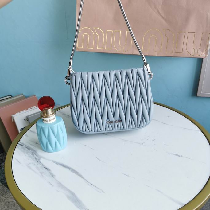Miu Miu Matelassé Shoulder Bag in Light Blue Quilted Nappa Leather