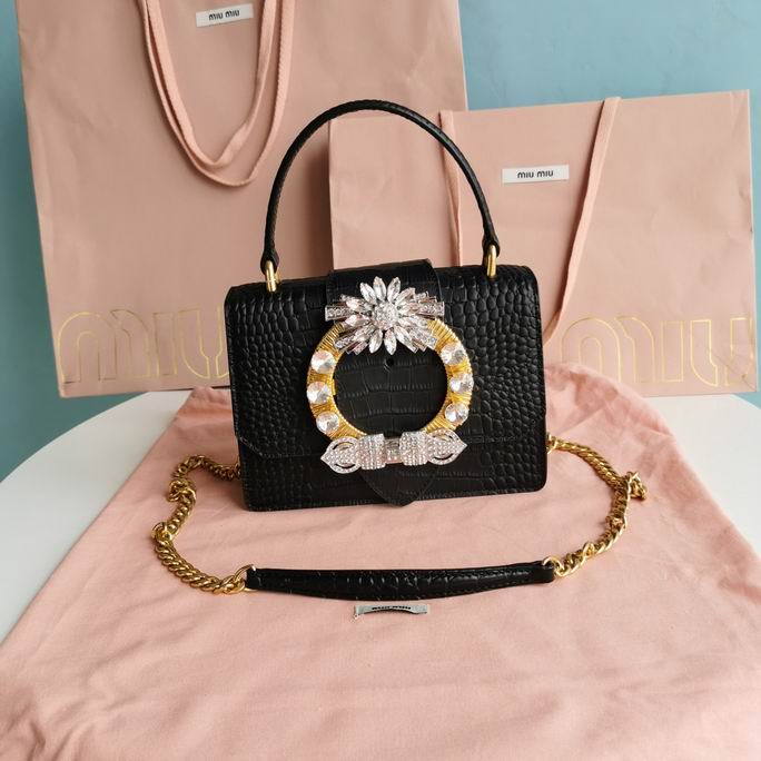 Miu Miu Miu Lady Top-Handle Crossbody Bag in Black Croc-Embossed Leather