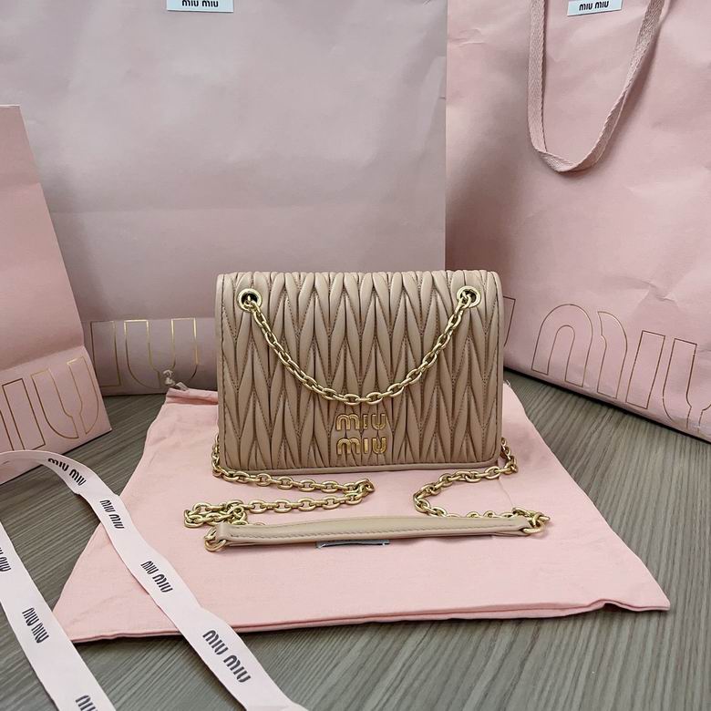 Miu Miu Matelassé Chain Shoulder Bag in Powder Pink Nappa Leather
