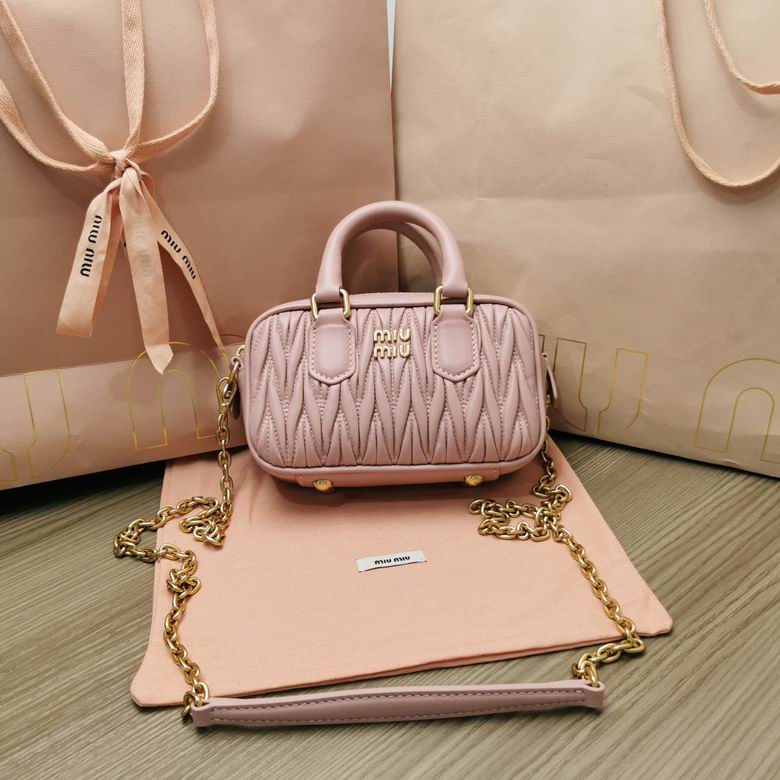 Miu Miu Arcadie Mini Top-Handle Bag in Pink Matelassé Nappa Leather