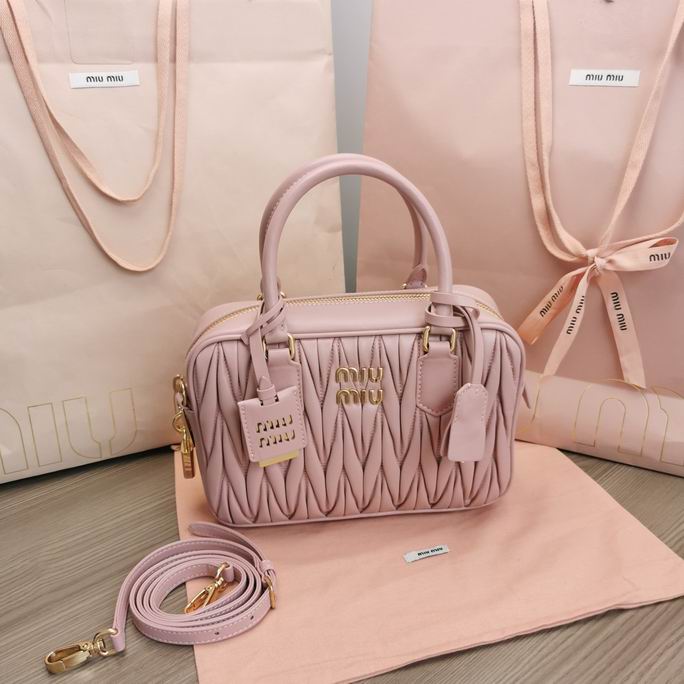 Miu Miu Arcadie Matelassé Top-Handle Bag in Pink Nappa Leather