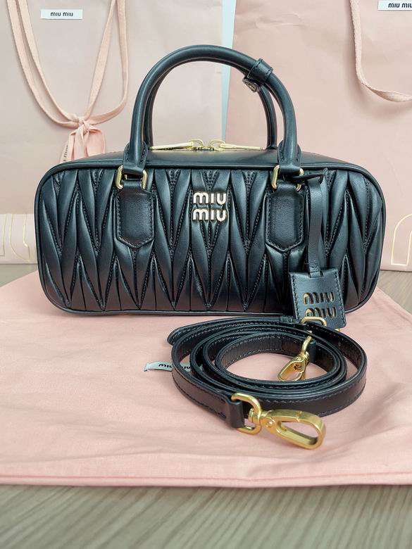 Miu Miu Arcadie Top-Handle Bag in Black Matelassé Nappa Leather