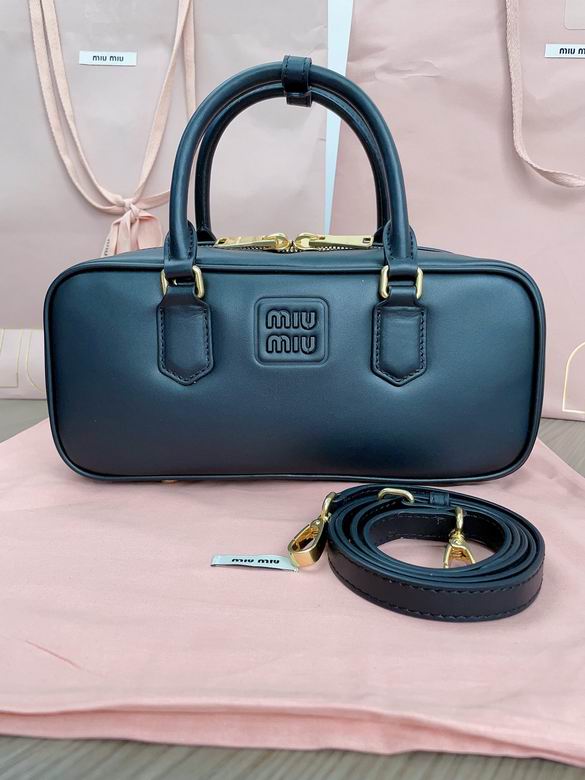 Miu Miu Arcadie Top-Handle Bag in Black Leather with Shoulder Strap