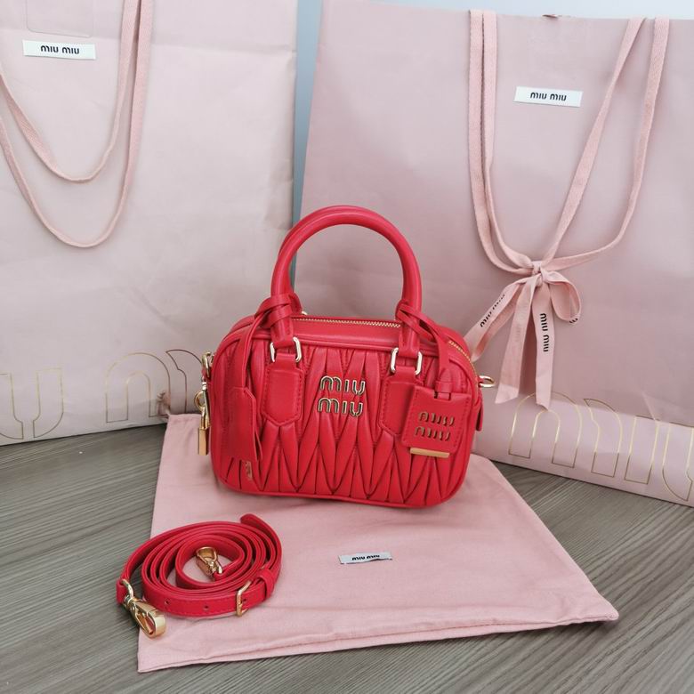 Miu Miu Arcadie Matelassé Top-Handle Bag in Red Nappa Leather
