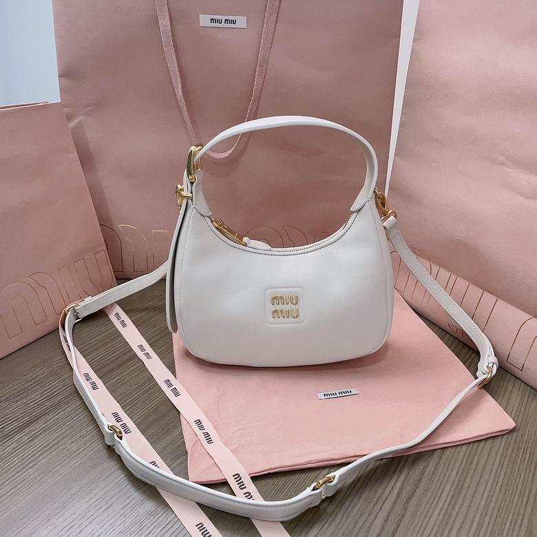 Miu Miu Miu Wander Hobo Shoulder Bag in White Leather with Crossbody Strap