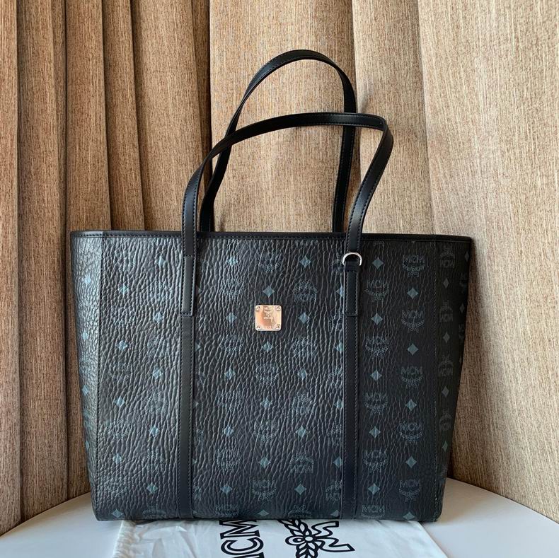 MCM Toni Shopper Tote Bag in Black Visetos Coated Canvas