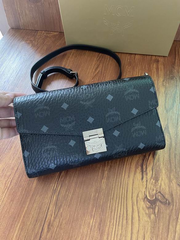 MCM Patricia Medium Crossbody Bag in Black Visetos Coated Canvas