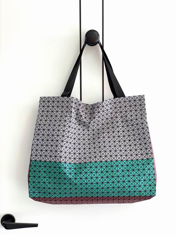 Issey Miyake Bao Bao Geometric Tile Tote Bag in Grey, Green and Pink