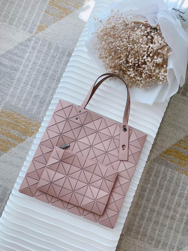 Issey Miyake Bao Bao Geometric Tile Tote Bag with Pouch in Blush Pink