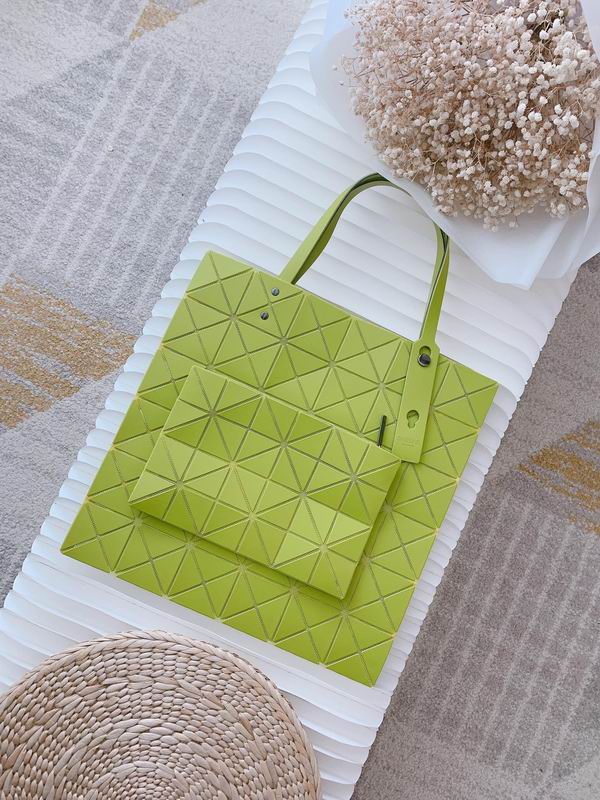 Issey Miyake Bao Bao Geometric Tote Bag with Pouch in Lime Green