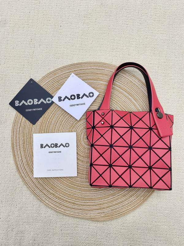 Issey Miyake Bao Bao Lucent Mini Geometric Tote Bag in Coral Red