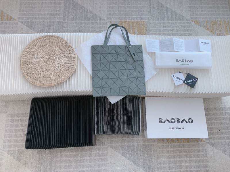 Issey Miyake Bao Bao Lucent Geometric Tote Bag in Matte Sage Gray-Green