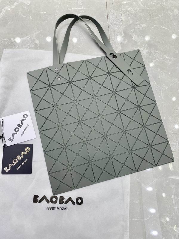 Issey Miyake Bao Bao Lucent Geometric Tote Bag in Matte Grey-Green, 34cm