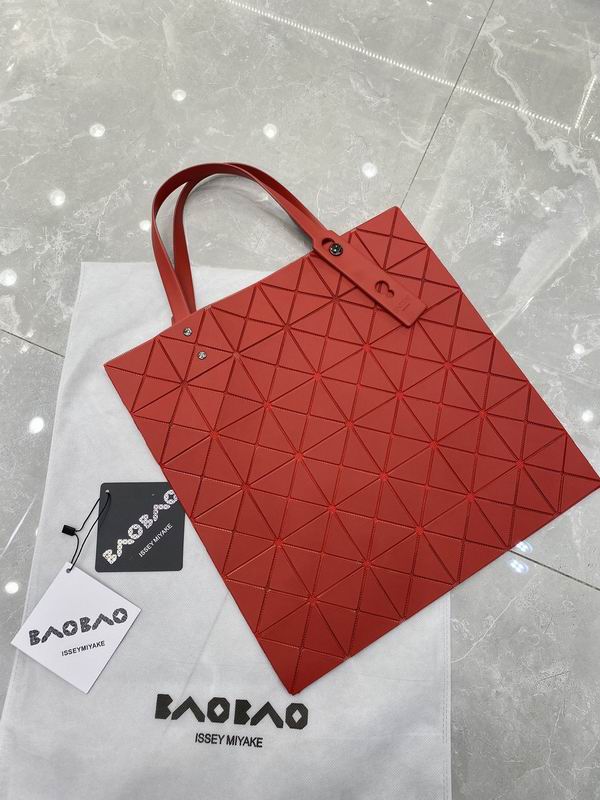 Issey Miyake Bao Bao Lucent Geometric Tote Bag in Matte Red, 34x34cm