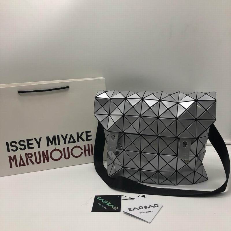 Issey Miyake Bao Bao Geometric Messenger Crossbody Bag in Silver