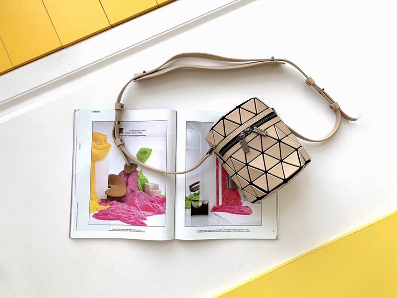 Issey Miyake Bao Bao Cylinder Crossbody Bag in Beige Geometric Tiles