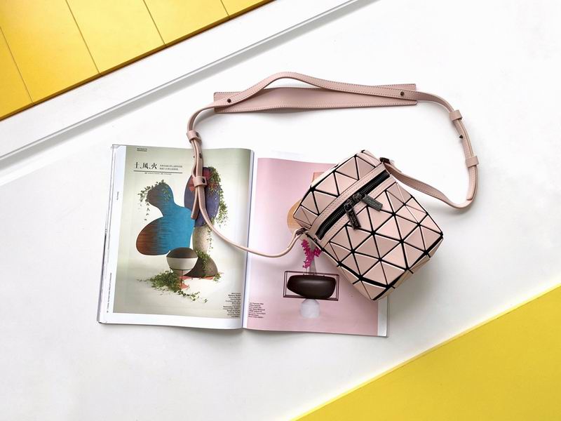 Issey Miyake Bao Bao Prism Mini Crossbody Bucket Bag in Blush Pink