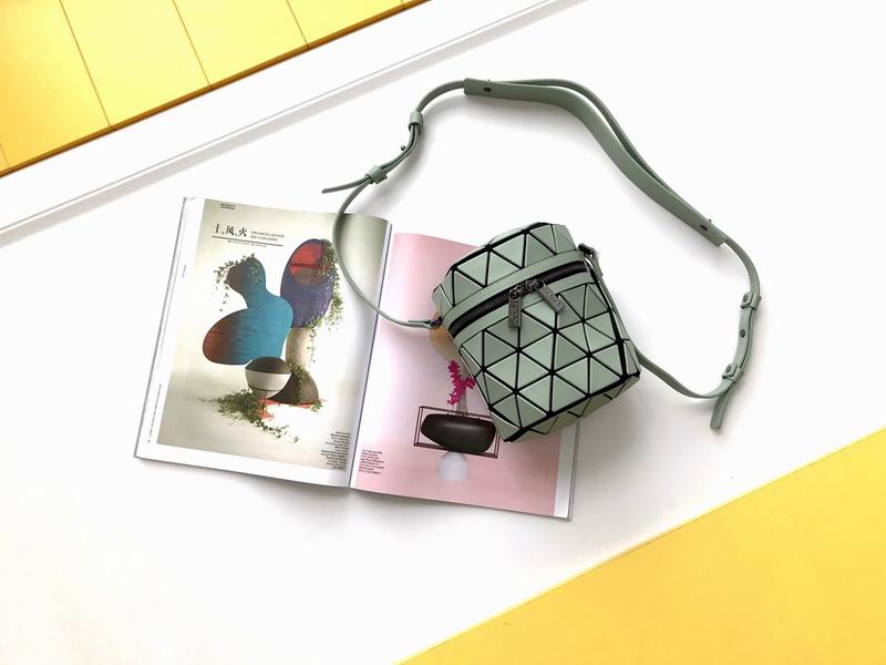 Issey Miyake Bao Bao Geometric Bucket Crossbody Bag in Sage Green
