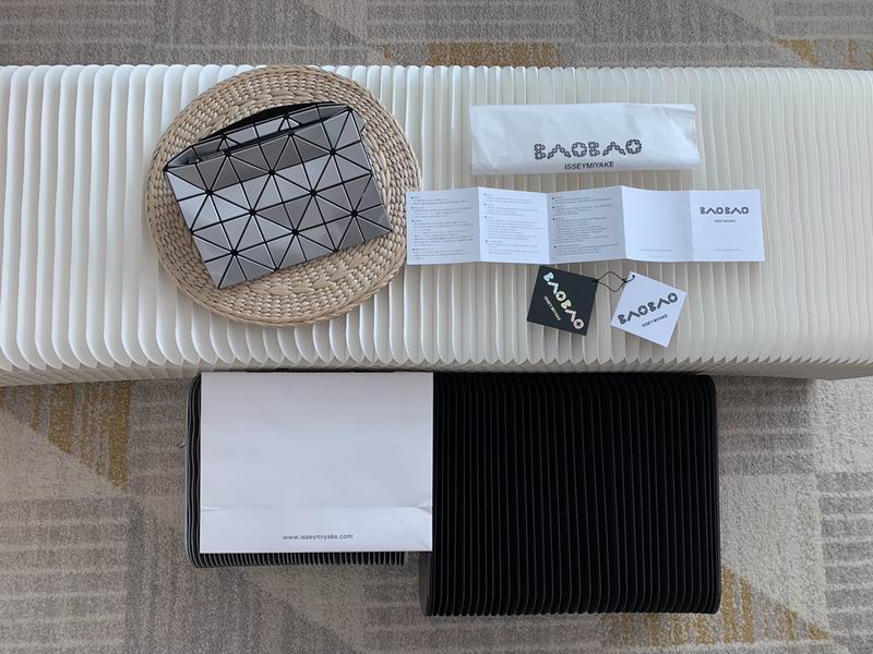 Issey Miyake Bao Bao Triangle-Tile Pouch Bag in Metallic Silver