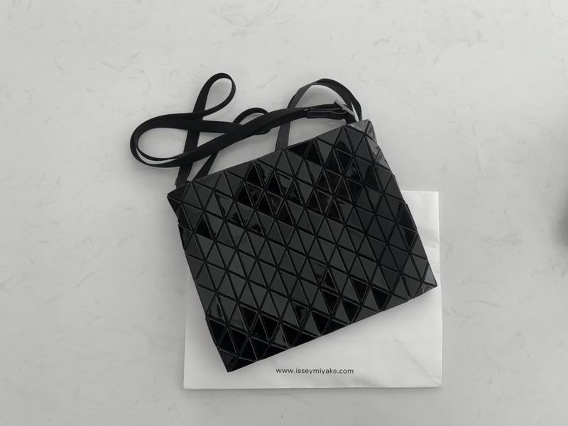 Issey Miyake Bao Bao Flat Prism Crossbody Bag in Glossy Black