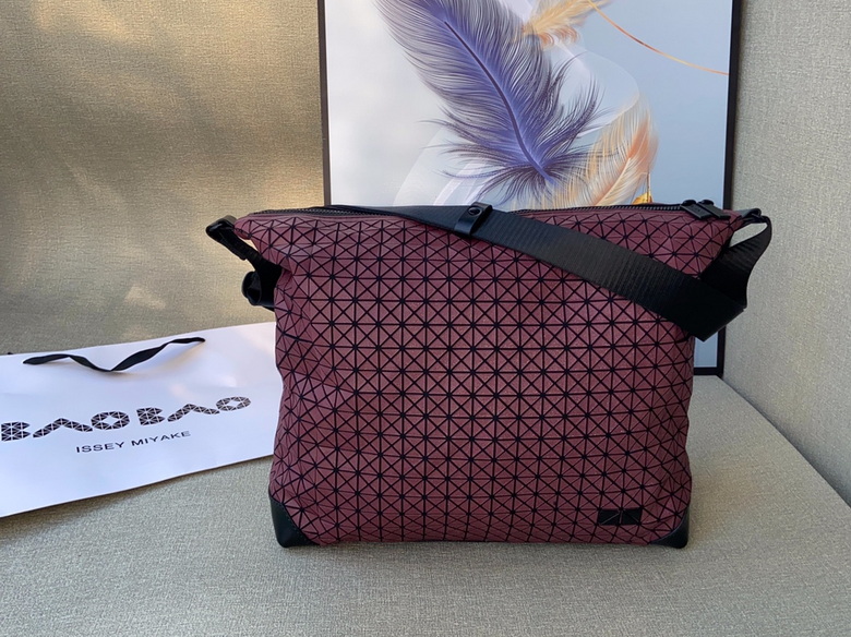 Bao Bao Issey Miyake Geometric Tile Messenger Crossbody Bag in Burgundy