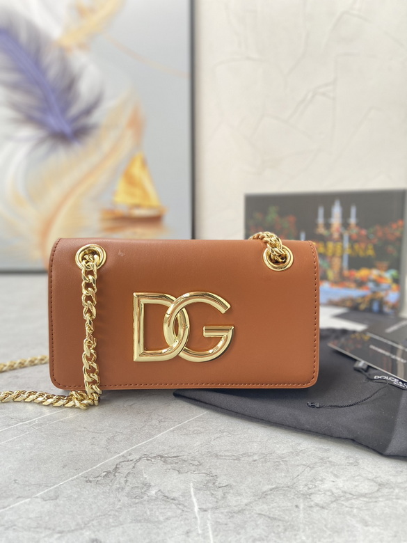 Dolce & Gabbana 3.5 Phone Crossbody Bag with Gold DG Logo in Tan Leather