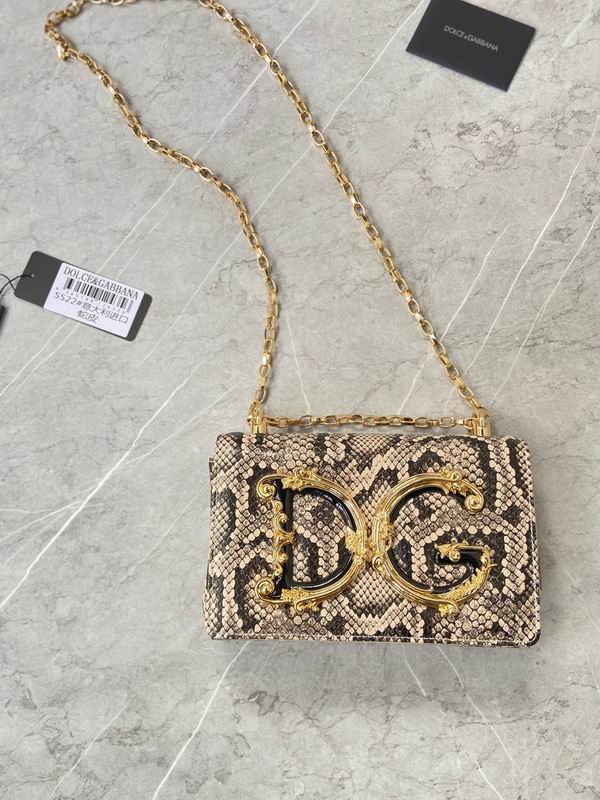 Dolce & Gabbana DG Girls Chain Shoulder Bag in Snake-Print Leather