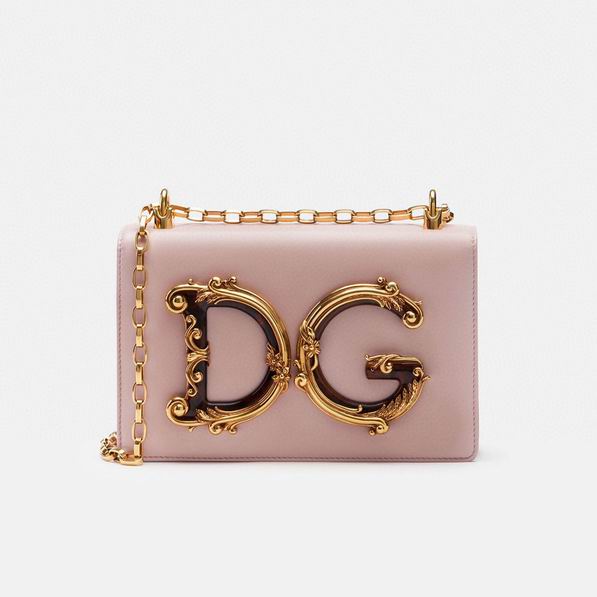 Dolce & Gabbana DG Girls Chain Shoulder Bag in Light Pink Leather