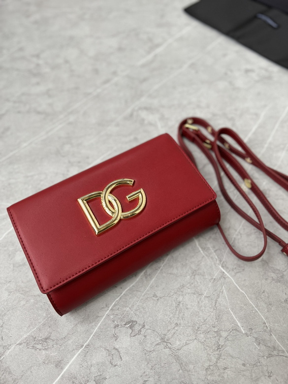 Dolce & Gabbana 3.5 Flap Crossbody Bag in Red Calfskin with Gold DG Logo
