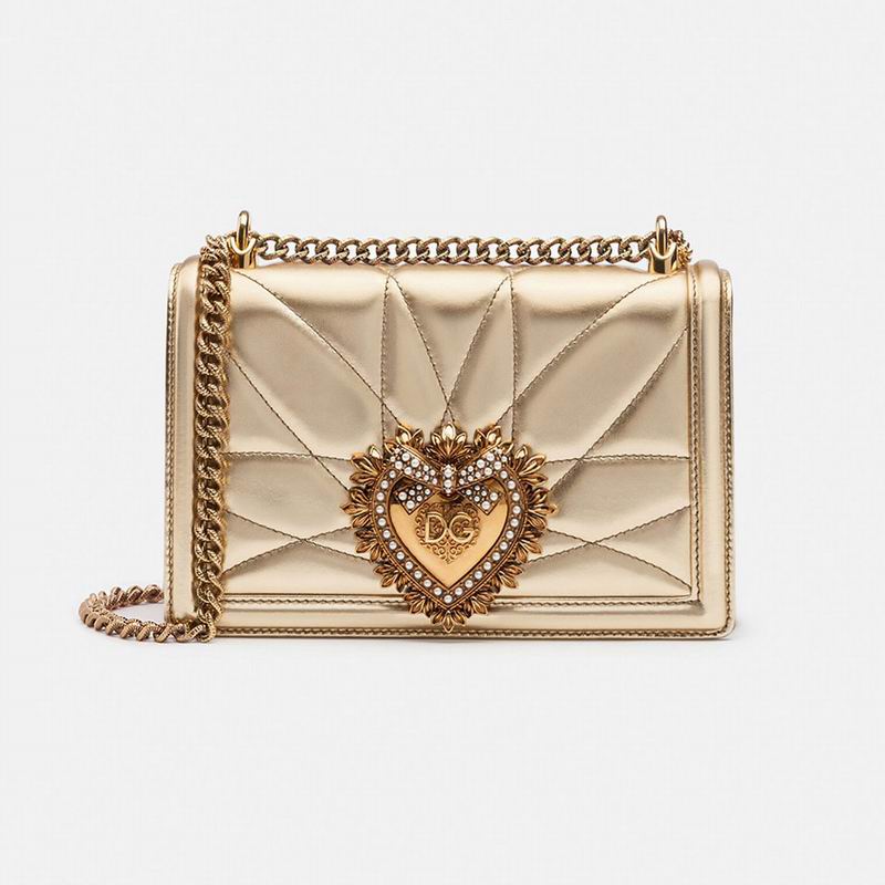 Dolce & Gabbana Devotion Medium Shoulder Bag in Gold Quilted Leather