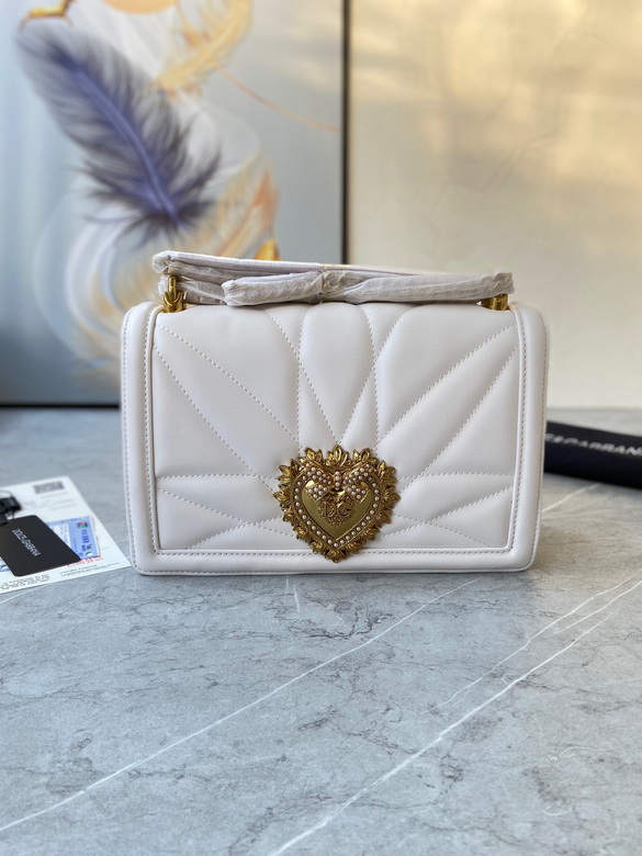 Dolce & Gabbana Devotion Small Shoulder Bag in White Quilted Leather