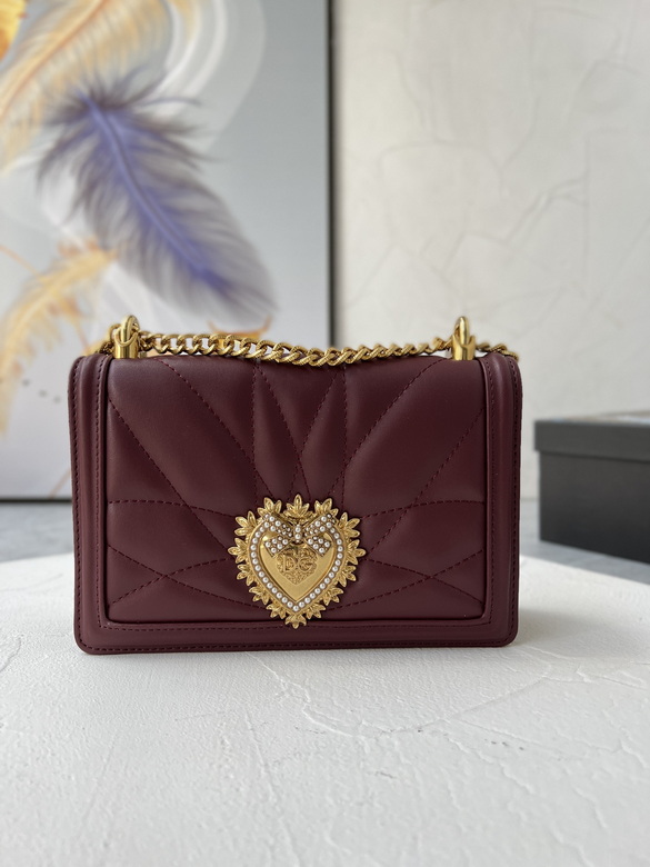Dolce & Gabbana Devotion Mini Crossbody Bag in Burgundy Quilted Leather