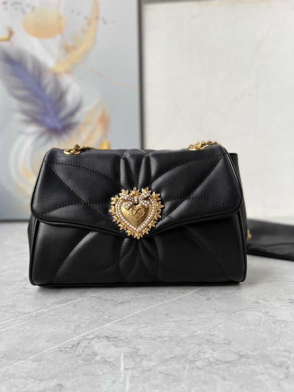Dolce & Gabbana Devotion Quilted Shoulder Bag in Black Nappa Leather